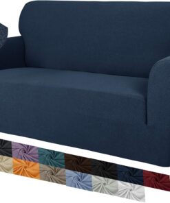 MAXIJIN Funda Creativa Jacquard para Sofá de 2 Plazas, Super Elástica Antideslizante para Sillón, Amigable con Mascotas, Protector Elástico de Muebles (2 Plazas, Azul Marino)