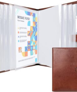 NEWYES Carpetas Archivadoras A4 con 30 Fundas Plastico – Carpeta Clasificadora/Portafolios/Archivador/Porta Documentos de Piel Sintética para Oficina y Viaje, Regalo Hombre y Mujer (Marrón)