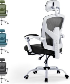 DUMOS Silla de Oficina ergonómica: una Silla de Escritorio con respaldos cómodos, Equipada con un cómodo Soporte Lumbar y reposapiés, Silla de Oficina Adecuada para el hogar