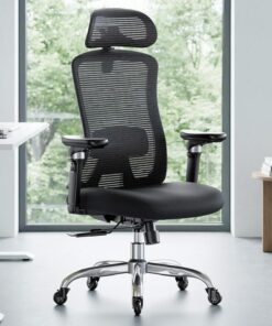 Marsail Silla Escritorio Ergonomica con Apoyabrazos 6D, Respaldo Ajustable en 3D, Asiento Deslizante, Soporte Lumbar y Bloqueo Inclin en 4 Posiciones–Silla Alta y Reforzada con Capacidad 150 kg, Negro