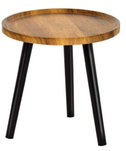 AKTIVE MAX Home Mesa Auxiliar Redonda 38x37 cm, Peso máximo 5 kg, Mesas de Centro, Madera Efecto Natural, Patas metálicas Negras, Diseño Moderno, para salón, Dormitorio o recibidor (18498)