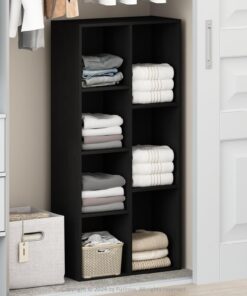 Furinno Reed Organizador De 7 Cubos con Estantes Abiertos, para Dormitorio Y Sala De Estar, Madera Negra
