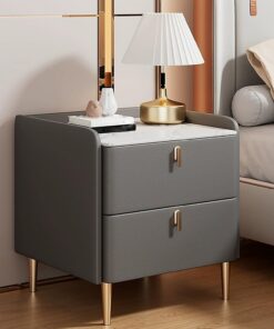 Mesita de Noche Moderna y Sencilla de Madera Maciza para Dormitorio, Armario de Almacenamiento con Dos cajones, Mesa Auxiliar pequeña y práctica, Gran Capacidad de Carga, Adecuada para dormi