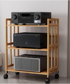 Mueble de TV móvil de 3 Niveles para Sala de Estar, Estante para componentes de Audio y Video, Estante para estéreo, Reproductor de CD, Tocadiscos, Altavoz, Amplificador, Consola de Juegos,