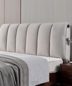 Cabecero de cama de matrimonio, funda de terciopelo acolchado anticolisión, protector de forro de madera/hierro/piel, cubierta de cabecero de cama, decoración (180 x 60 cm, gris2)