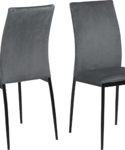 AC Design Furniture Devin Sillas de Comedor, Al.: 92 × An.: 43,5 × Prof.: 53 cm, Gris Oscura/Negra, Tela/Metálica, 4 Pzas.
