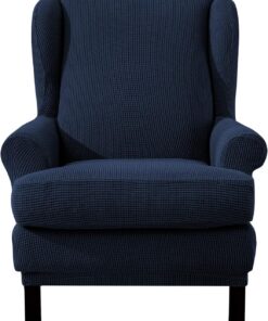 EBETA Jacquard Funda de Sillón Funda Orejero elástica, Funda Cubre Sillón Relax 1 Plaza, Funda Cojín Independiente (Azul Oscuro)