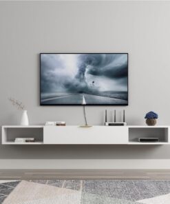 Mueble tv suspendido moderno Soporte de mueble de TV mural flotante Panel tv mueble pared madera con cajón Mueble tv salon Mueble de TV flotante de madera con almacenamiento.(White,120x20x18.2CM/47.2x