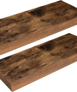 HOOBRO Estanterías de Pared, Juego de 2 Estantes de Pared de 40cm, Estante Flotante, Balda Flotante con Fijación Invisible, Decoración, para Salón, Dormitorio, Aseo, Oficina, Marrón Vintage EBF40BJ01