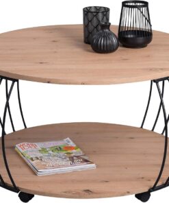 M2 Kollektion Beking 2 Mesa de Centro de Madera MDF, Altura 47 cm, diámetro 80 cm