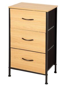 AKTIVE MAX Home Cómoda, 40x30x75 cm, Peso soportado 14 kg, 3 cajones, Madera y Tela, Estructura metálica, Efecto Roble, Cajonera Dormitorio, Muebles de salón (18444)