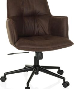 Silla de Oficina tapizada SOLAO Life Silla de Escritorio giratoria Ajustable en Altura, tapizado en marrón Oscuro