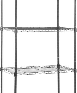 Amazon Basics Unidad de almacenamiento estrecha de 5 baldas con estantes ajustables en altura y patas niveladoras, sin ruedas, Negro, 58.9 cm x 34 cm x 152.4 cm (D x W x H)