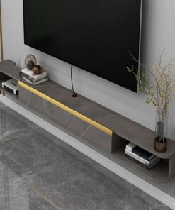 Mueble TV suspendido Mueble de TV de Pared con Puertas abatibles Consola Multimedia Soporte de TV Flotante de Almacenamiento Grande de 160 cm/estantería de Pared para la Sala de Estar.(Gray,121x21.8