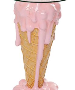 Kare Design Mesa Auxiliar Icecream, Rosa/marrón, Redonda, Mesa de Cristal, Aspecto Helado,Elegante, Estilo Moderno, diametro 48 cm
