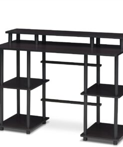 Furinno Turn-N-Tube Escritorio De Computadora, Madera, Espresso/Negro, Talla única | Escritorio para computadora con soporte para monitor, escritorio de oficina para oficina en casa, dormitorio