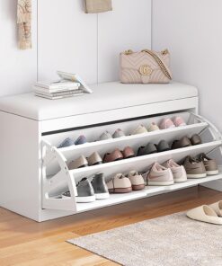 SARKEY Banco Zapatero, Asiento Almacenamiento con Gabinete De Zapatos Madera, para Entrada, Pasillo, Dormitorio, Blanco (Color : White, Size : 80 * 30 * 45cm)
