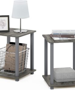 Furinno Simplistic Mesa Auxiliar, Gris Roble francés/Gris, Talla única