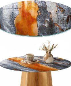 Tapa para Mesa de Centro 50 cm | Redondo | Multiusos | Bordes Pulidos | Naturaleza estructural | Pies Antideslizantes | para la Cocina y Salón | Vetro Temperato | con Impresión Decorativa