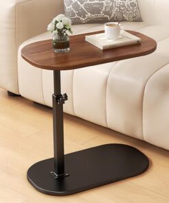 Mesa auxiliar de madera pequeña, mesa de centro para sofá: forma C, altura ajustable, sofá, mesa de café móvil, mesa de café pequeña, mesa lateral para ordenador portátil, soporte para salón