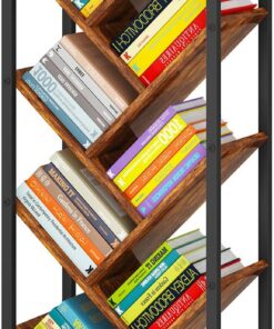 IBUYKE Estantería de Árbol de 9 Niveles,Librería Vertical,Marrón TBC002H | Estante de Pie para Libros Estanteria Esquinera para Dormitorio Salón Oficina en Casa