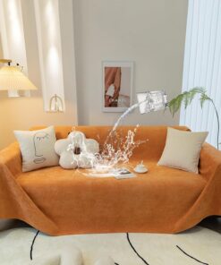 STACYPIK Funda de sofá impermeable, naranja, antideslizante, a prueba de arañazos, para sofá seccional, protector de muebles para sofá de 3 cojines, lavable, apta para mascotas, funda gruesa para sala