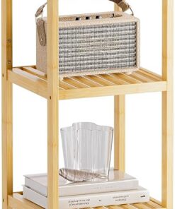 SMIBUY Estante de Almacenamiento para el baño, Organizador de estantería de bambú de 5 Niveles, Unidad de estantería Multifuncional para la Sala de Estar, el Dormitorio y la Cocina (Natural)