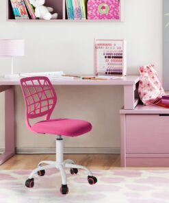 FurnitureR Silla ergonómica Ajustable giratoria de Altura para Ordenador Ejecutivo para casa, Oficina, Estudio, Rosa, ‎plástico, 38 cm x 39 cm x 75 – 85 cm