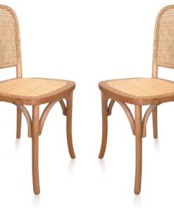 Adec Group Toscana, Pack 2 Sillas de Comedor, Silla Salón, Acabado en Madera Natural y Ratan, Medidas: 43,5 cm (Ancho) x 44,5 cm (Largo) x 87,5 cm (Alto)