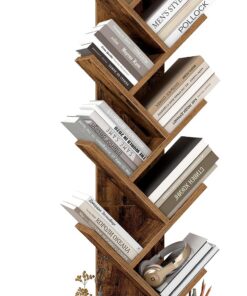 VASAGLE Estantería en Forma de Árbol Moderna Autoportante | Estantería de Pie para Dormitorio, Salón, Estudio, Marrón Rústico, CUSTOS Colección, LBC609KD01