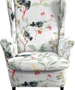 Fundas de sillón Wingback blancas con estampado vintage decorativo fundas para sillones para sala de estar dormitorio