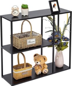 HDANI Mesa de Consola, Mesa de Entrada, Extremo del Sofá, Mesa de Entrada Estrecha，Marco de Metal, Patas Ajustables, para Salón, Entrada, Pasillo (Negro, 80×25×75cm)