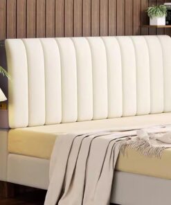 Funda de cabecera de Cama de Terciopelo, Funda de cabecera Acolchada elástica, Cama a Prueba de Polvo(Cream,220cm)