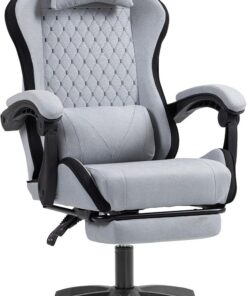 Mars Gaming MGC-X, Silla Gaming Ergonómica, Tejido Transpirable, Respaldo Reclinable y Altura Regulable, Reposabrazos Dinámico, Cojín Cervical y Lumbar, Silla Oficina con Reposapiés Extensible, Negro