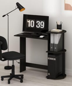 Furinno Escritorio Compacto para Juegos de 72,4 cm de Ancho con estantes, Escritorio para computadora con Estante para Libros, Escritorio de Oficina para Oficina en casa, Sala de Estudio, Dormitorio