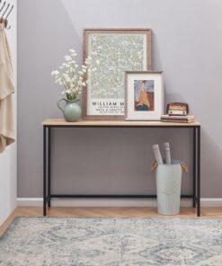 Lifewit Consola Recibidor 100 cm, Mueble Entrada Recibidor con Estructura Metálica, Consola Entrada para Pasillo Despacho, Mesa, Dormitorio, Roble Gris