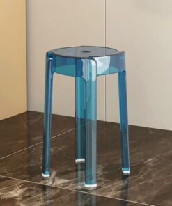 Taburete de bar apilable de acrílico transparente, silla de bar moderna sin respaldo para comedor, cocina, patio