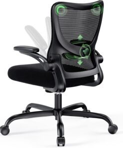Marsail Silla Escritorio Ergonomica: Silla Oficina de Computadora con Respaldo Alto de Malla y Soporte Lumbar Ajustable Silla Giratoria para Tareas Trabajo con Ruedas, Reposabrazos 3D