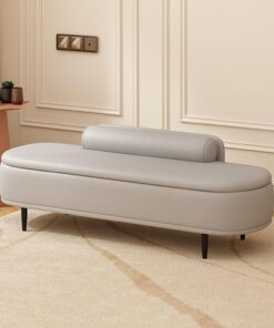 Banco de Almacenamiento, Otomana tapizada de Cuero de PU para el Extremo de la Cama del Dormitorio, con Gran Espacio de Almacenamiento para Sala de Estar, Entrada, Dormitorio(Light Gray,100cm)