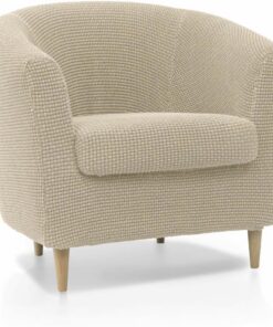 SOFASKINS® Funda para Sillon, Funda Sofa súper elástica, Funda para sofá con diseño Exclusivo, Transpirable y Duradera, Funda para sofá fácil de Colocar. Medidas 60-90 cm. Color Beige