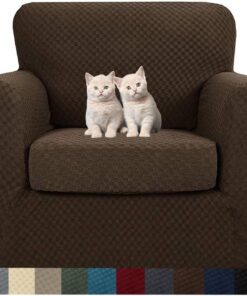 MAXIJIN 2 Piezas Nuevo Fonda para Silla Jacquard con Brazos Super Elástica Antideslizante Funda para Sala Amigable con Mascotas Protector Elástico para Sofá Sillón (1 Plaza, Café Oscuro)