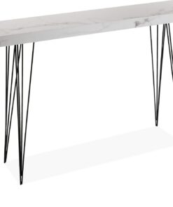 Versa Dallas Mueble Recibidor Estrecho para Entrada o Pasillo, Mesa Consola, Medidas (Al x L x An) 80 x 25 x 110 cm, Madera y Metal, Color Gris y Blanco