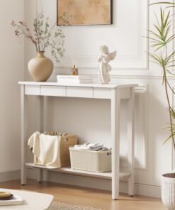 AQIMUELE Mesa consola, mesa consola delgada con cajones, mesa de pasillo con almacenamiento, mesa de exhibición compacta, mesa de sofá para espacios pequeños, entrada, sala de estar, resistente