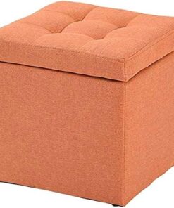Reposapiés tapizado Reposapiés de Lino, Banco de Almacenamiento Plegable con Relleno de Esponja Altamente elástica, Banco de Asiento y reposapiés Plegables, poliéster, reposapiés d