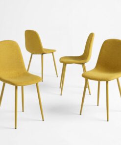 MEUBLE Cosy Juego de 4 sillas de Comedor escandinavas Acolchadas sin reposabrazos con Respaldo, de Tela, para Cocina, Sala de Estar, salón, Color Amarillo