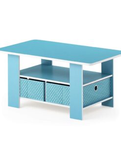 Furinno Andrey Mesa De Centro, Madera compuesta, Azul Claro/Azul Claro, 48 x 80 x 39.62 cm