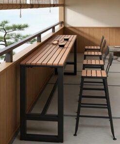 Mesa Alta para Barra al Aire Libre, Mesas de Bar para Patio for Todo Tipo de Clima, Mesa Alta for Mostrador, Mesas Industriales Estrechas para Pub,Mesa-s Altas for Comedor(Black,120cm/47.2in)