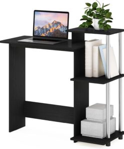 Furinno Eficiente Escritorio para computadora portátil, Madera, Americano/Acero Inoxidable, 39.62 (D) x 100.58 (W) x 85.34 (H) cm
