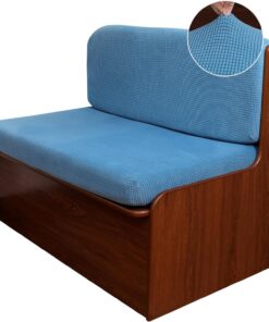 CRFATOP Fundas de cojín de comedor para caravana, funda de cojín de jacquard elástica, protector de muebles para caravana, camper, banco de coche, 1 funda de respaldo y 1 funda de banco, azul lago