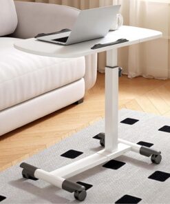 GarveeLife Mesa de Ordenador portátil con Ruedas de Altura Ajustable, Mesa Plegable para Ordenador para Cama y sofá, Mesa de Mesa inclinable, Escritorio portátil para Oficina y hogar, Color Blanco